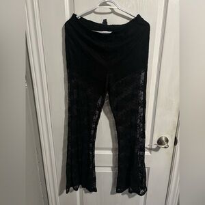 Black Lace Flared Leggings